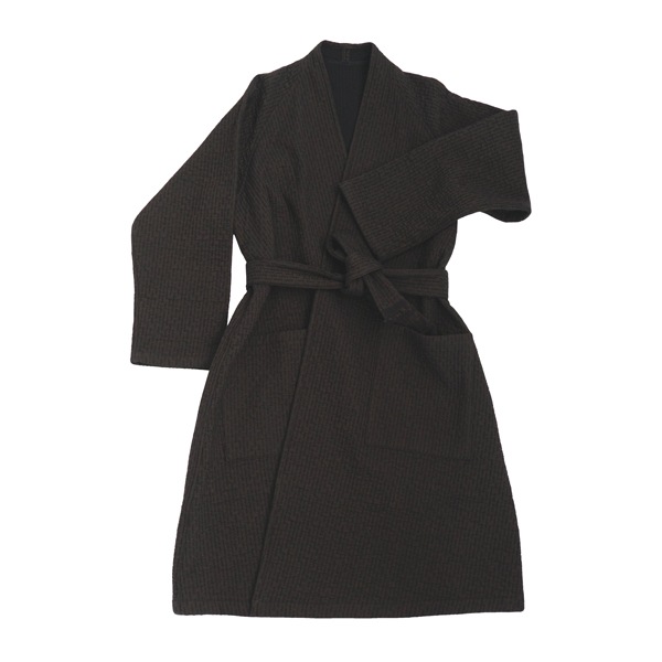 MITTAN　中わた刺し子織羽織コート　黒茶　送料無料