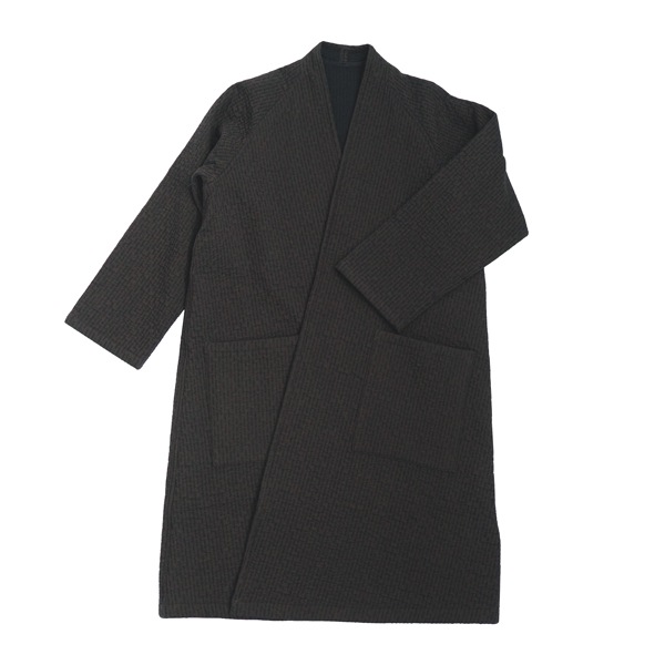 MITTAN　中わた刺し子織羽織コート　黒茶　送料無料