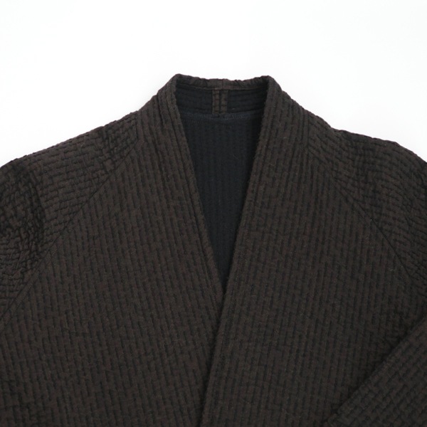 MITTAN　中わた刺し子織羽織コート　黒茶　送料無料