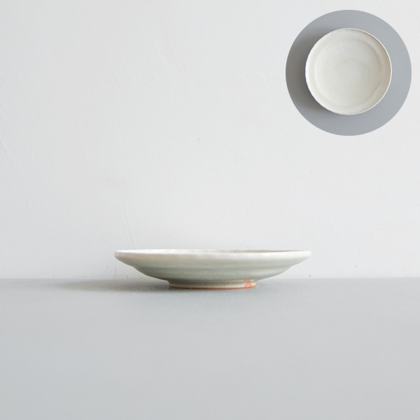 灰釉銘々皿 黒木泰等 ナラ灰釉リムひらひら銘々皿 Φ14.5cm H2.5cm
