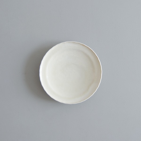 灰釉銘々皿 黒木泰等 ナラ灰釉リムひらひら銘々皿 Φ14.5cm H2.5cm