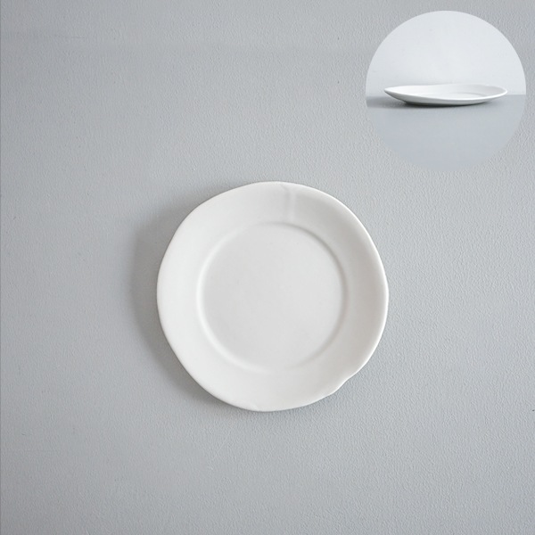 馬場勝文　白磁マットリム4.5寸皿
