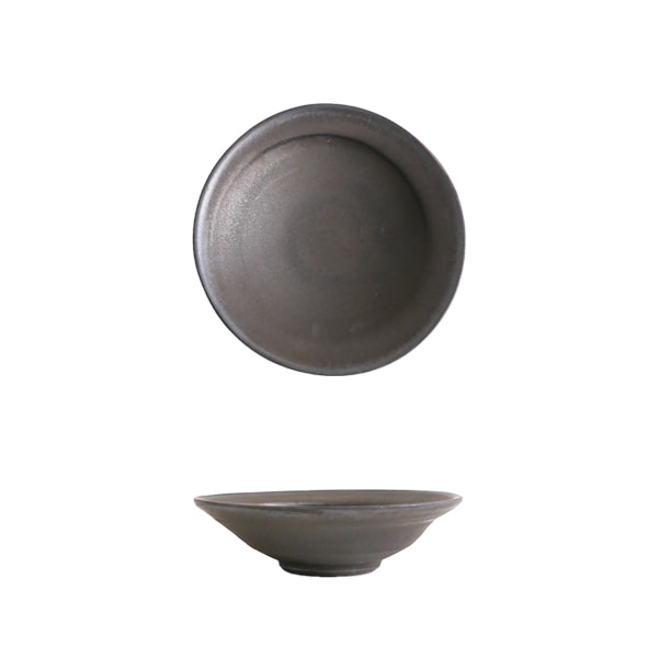 馬場勝文　黒釉アンシンメトリー5.5寸鉢　Φ16.5ｃｍ