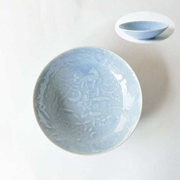 稲村真耶　湖水釉ガーデン６寸鉢　Φ18cm