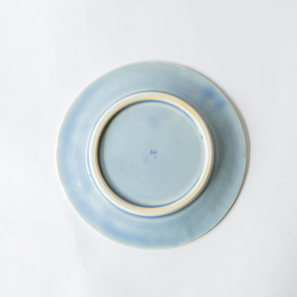 稲村真耶　湖水釉印刻更紗唐草5.5寸皿　Φ17.5cm