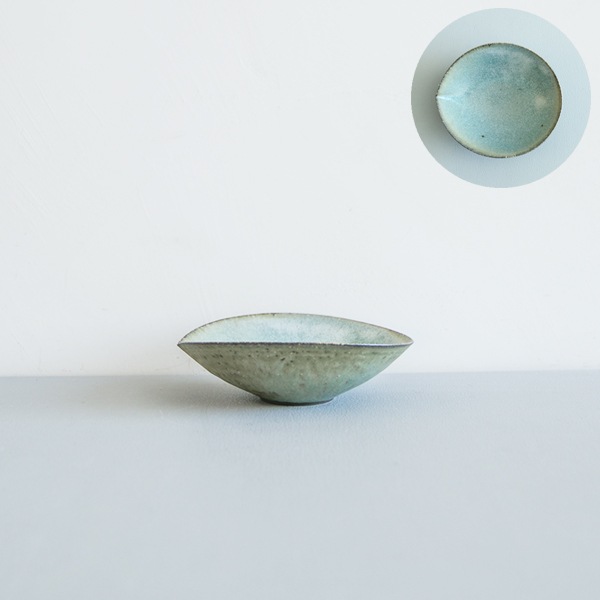 髙田志保　灰釉雫小鉢　11.5cm×13cm　H4cm