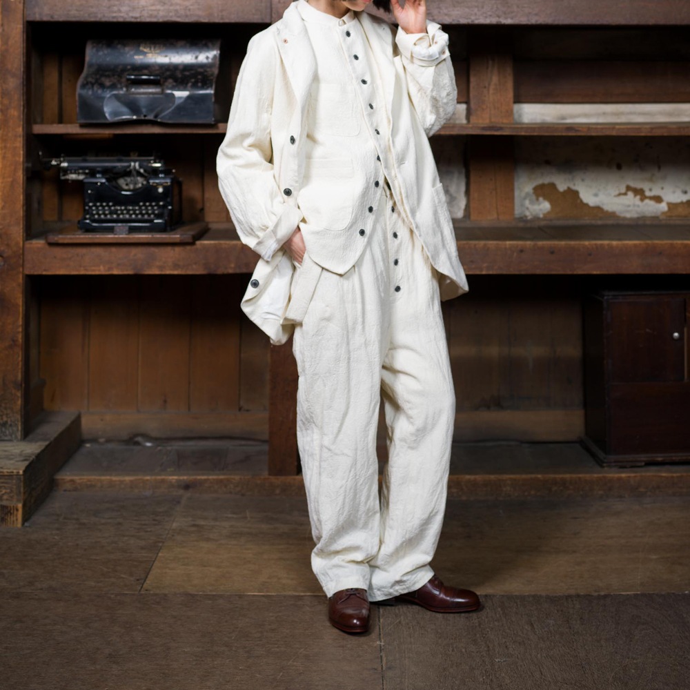 the last flower of the afternoon｜記憶のしるし　Poet suspender trousers［ecru（生成）］　