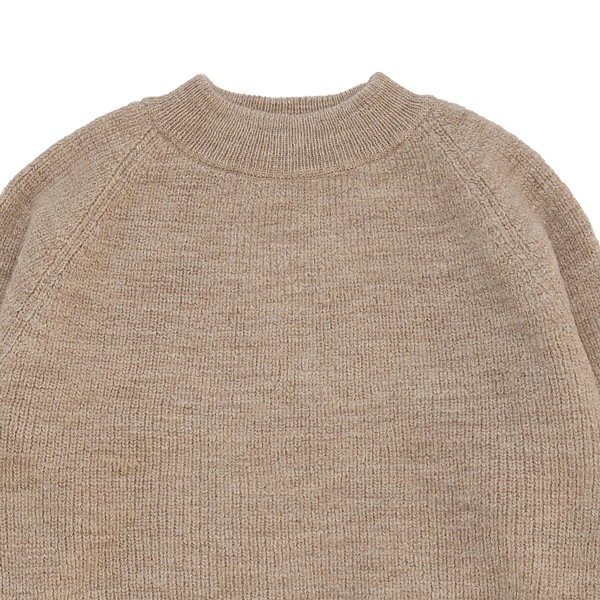 MITTAN｜ウルグアイスラブNMウールセーター（KN-35）｜薄茶
