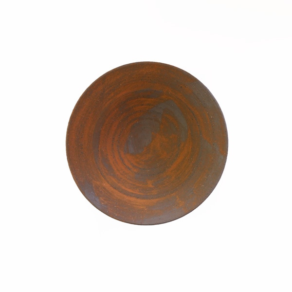 二階堂明弘 焼締リム鉢 赤 Φ22cm H7cm