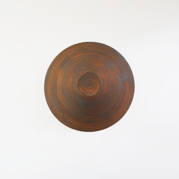 二階堂明弘 焼締リム鉢 赤 Φ22cm H7cm