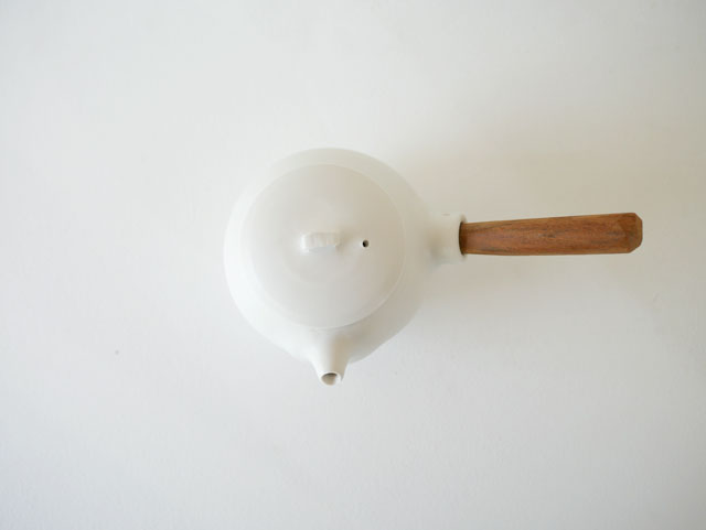 馬場勝文　白磁マット急須（丸）（大）　