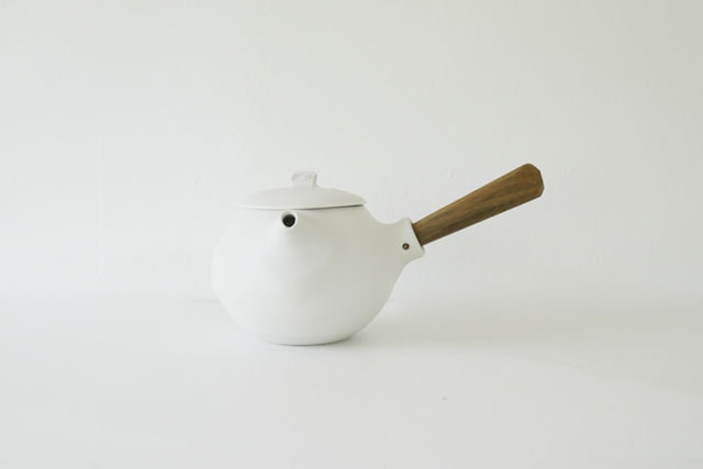馬場勝文　白磁マット急須（丸）（大）　