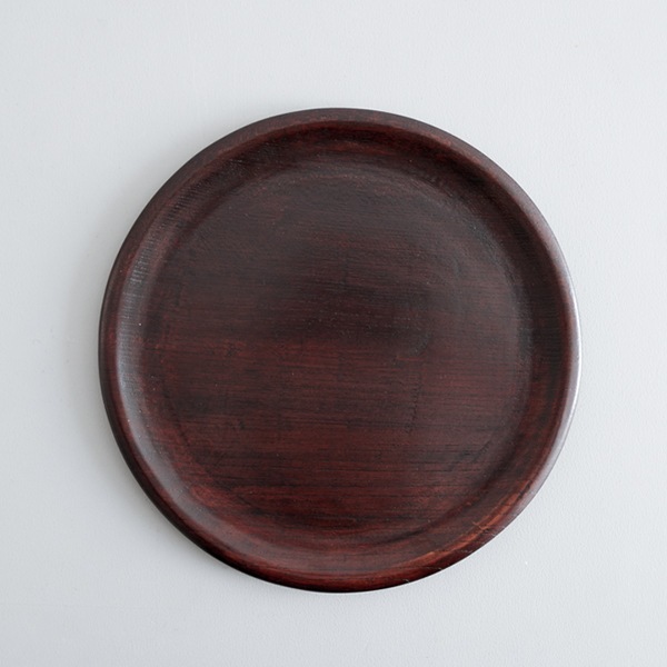 大矢拓郎　けやき丸盆拭きうるし　20×22ｃｍ　Ｈ2.5ｃｍ