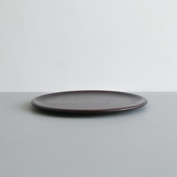 大矢拓郎　けやき丸盆拭きうるし　20×22ｃｍ　Ｈ2.5ｃｍ