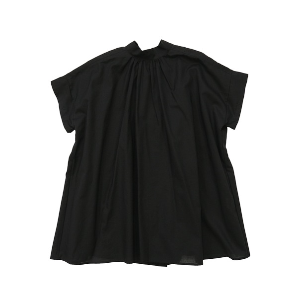 the last flower of the afternoon｜静寂の欠片　Half sleeve back-opened blouse［Black（黒）］