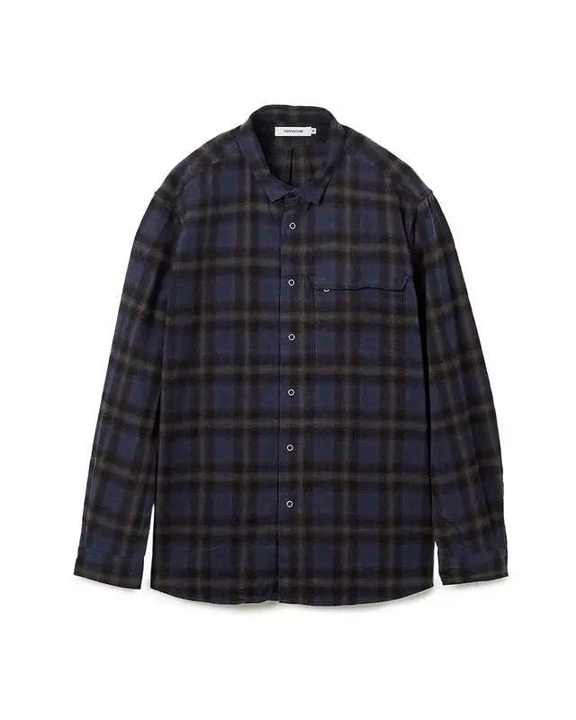 WORKER ZIP SHIRT COTTON FLANNEL OMBRE CHECK