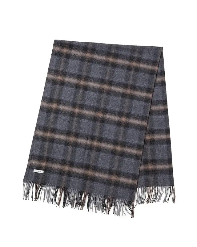 WANDERER STOLE WOOL YARN OMBRE CHECK