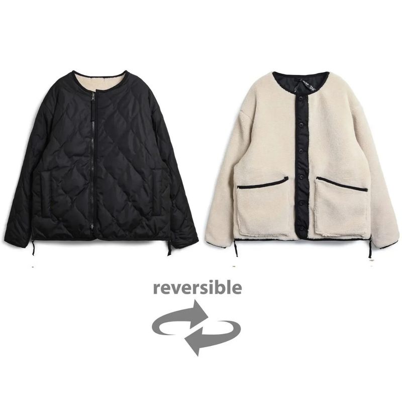 ユニセックス ミリタリー リバーシブル クルーネック ダウンジャケット