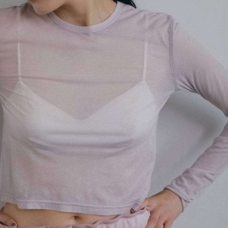 Sheer Border Long T-shirts  