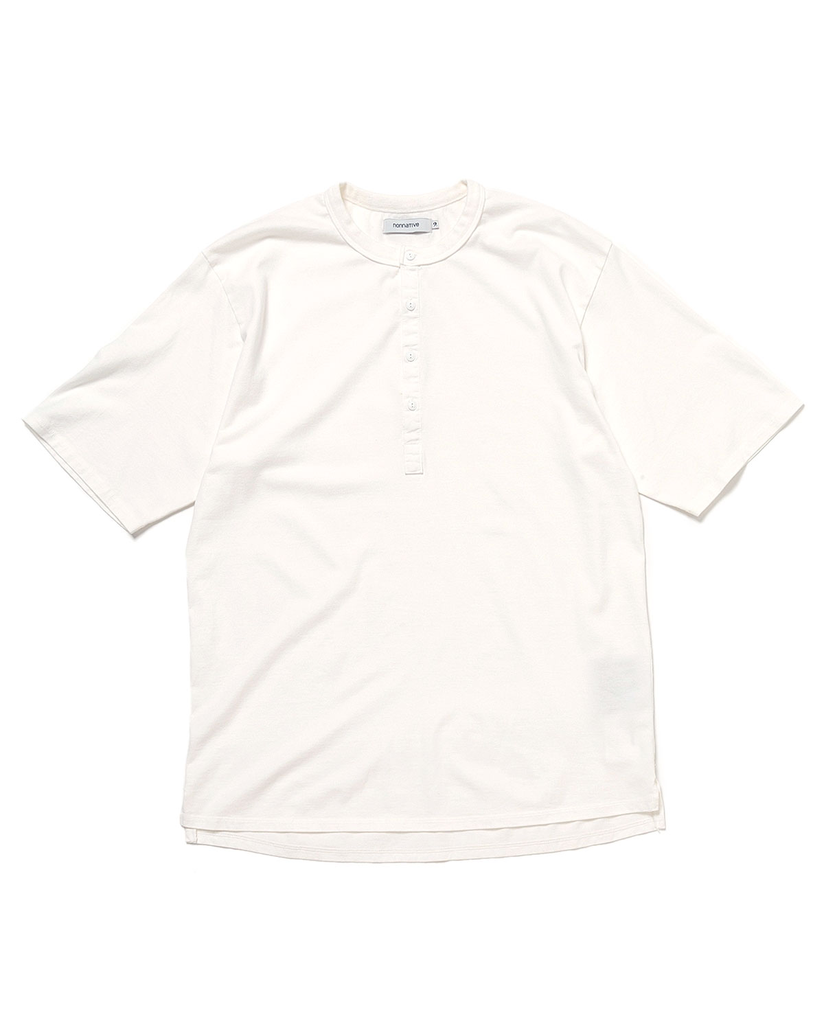 nonnative DWELLER HENLEY NECK L/S TEE 白 DWELLER S/S HENLEY NECK TEE COTTON JERSEY OVERDYED