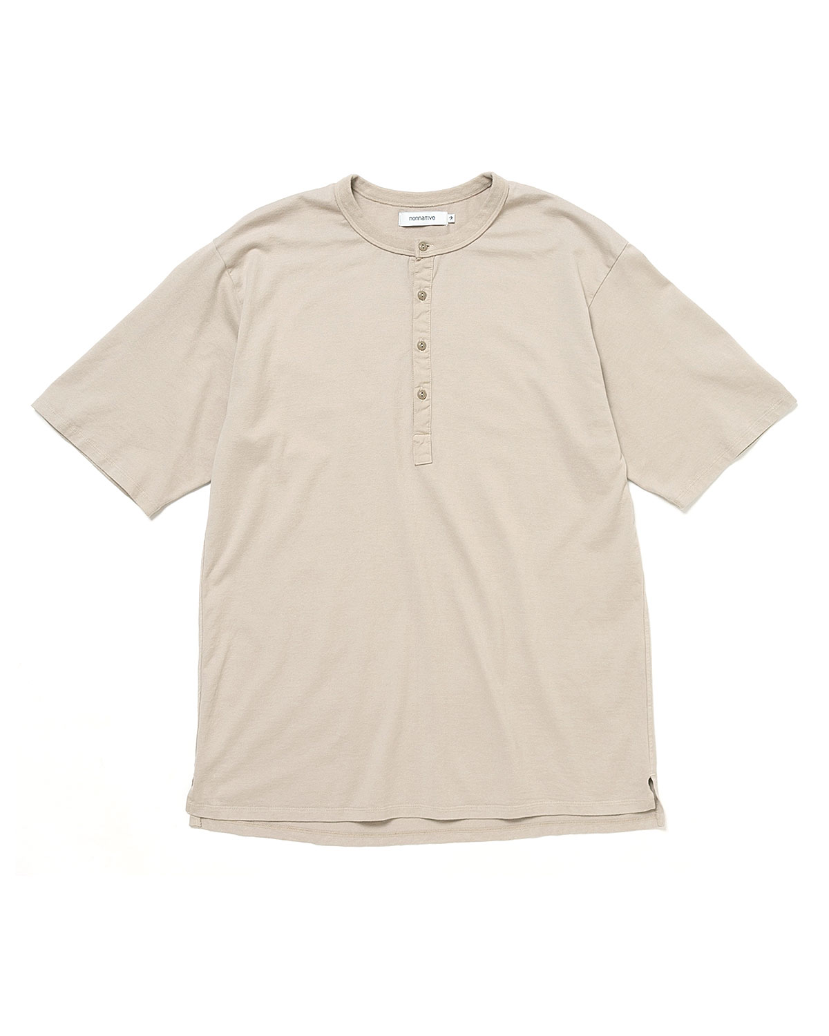 DWELLER S/S HENLEY NECK TEE COTTON JERSEY OVERDYED