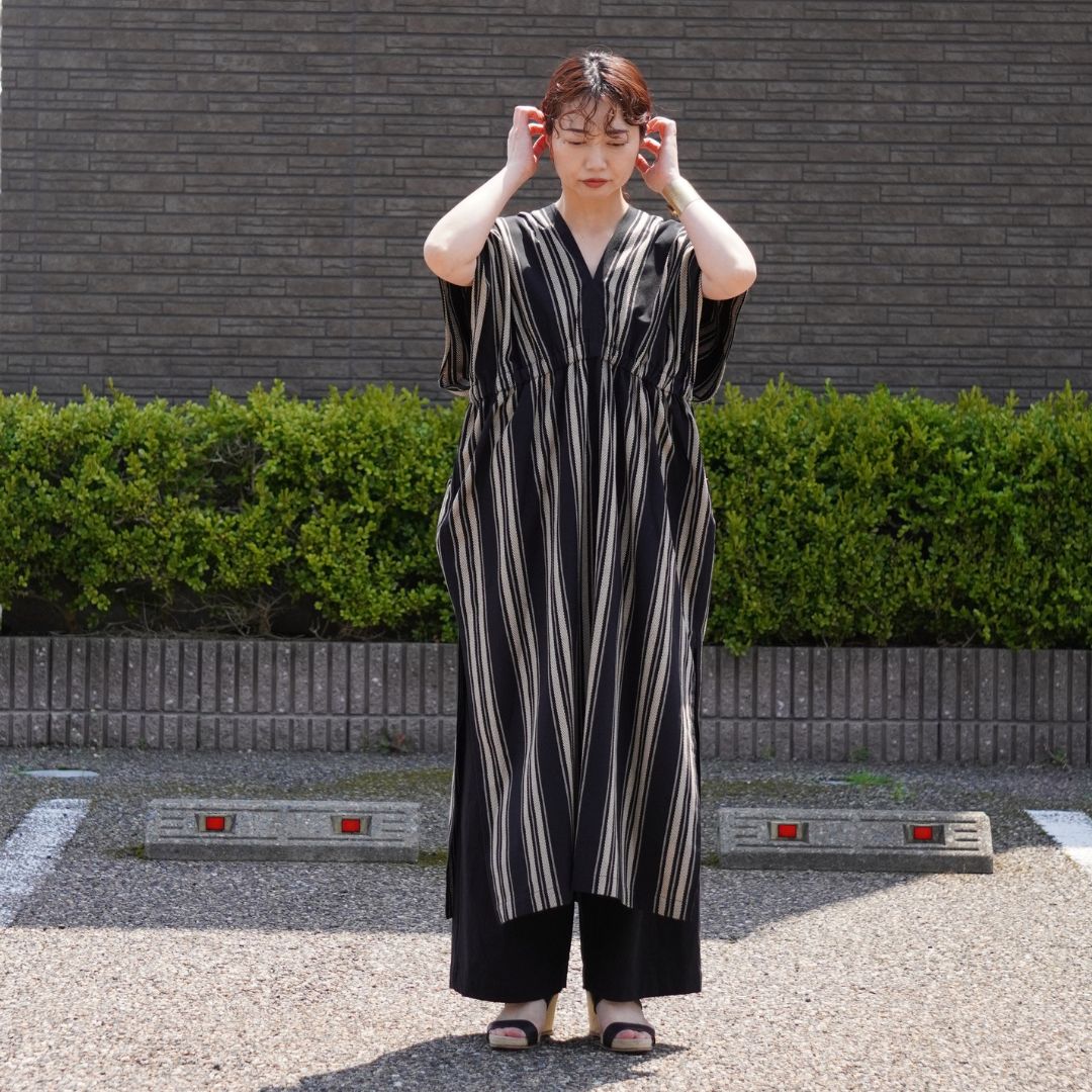 STANDARD / native stripe | NEO KAFTAN DRESS