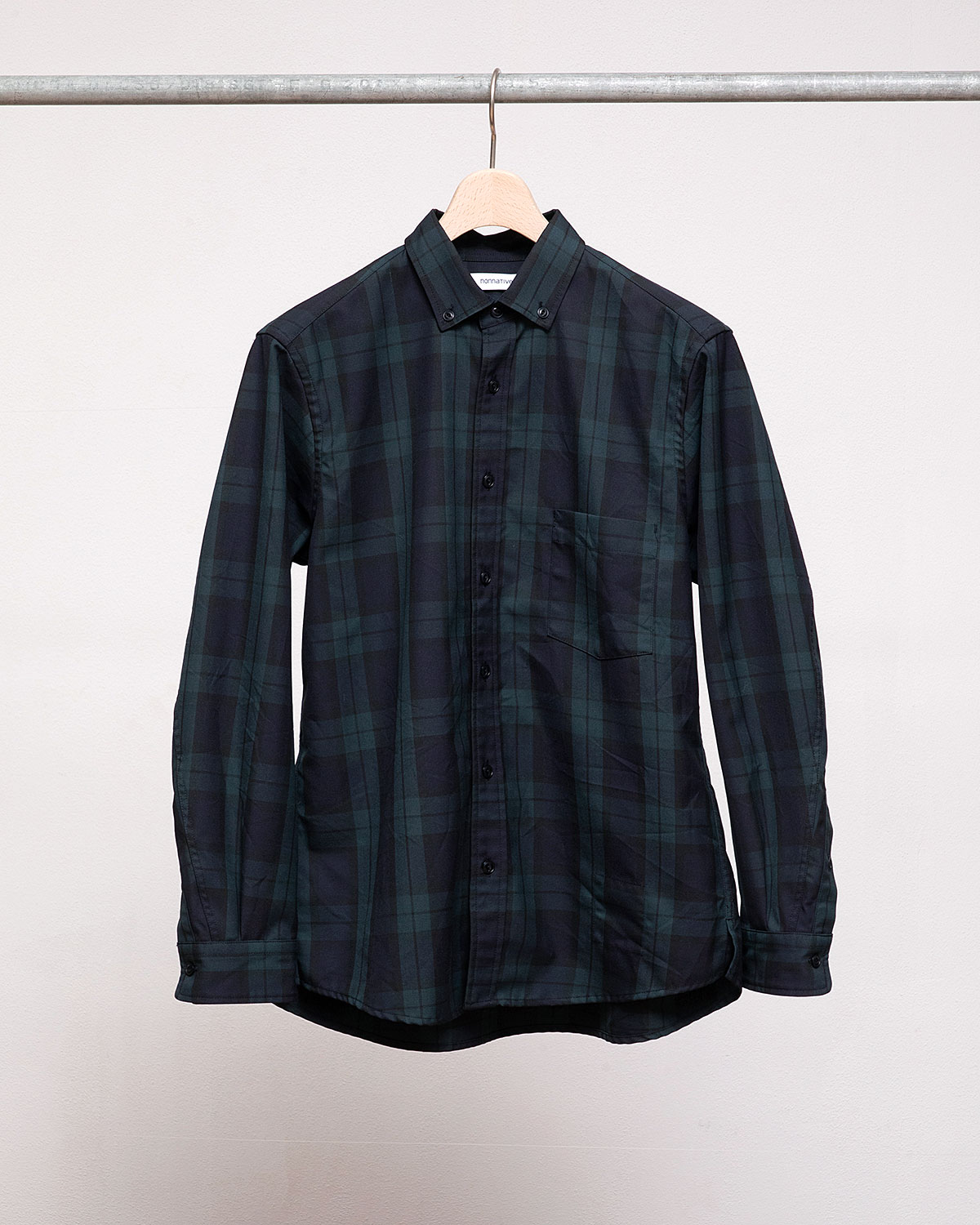 DWELLER B.D. SHIRT P/W GABARDINE TARTAN CHECK