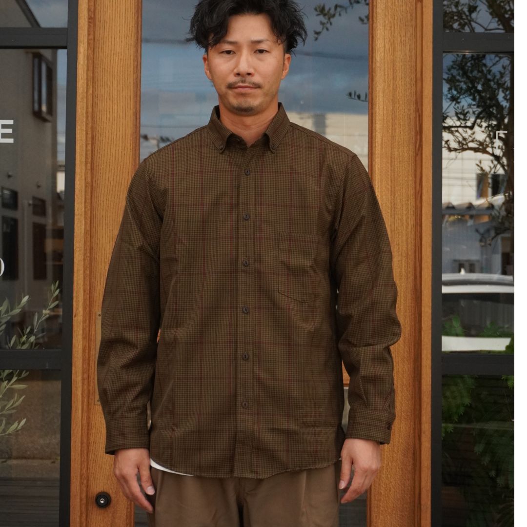DWELLER B.D. SHIRT P/W GABARDINE TARTAN CHECK