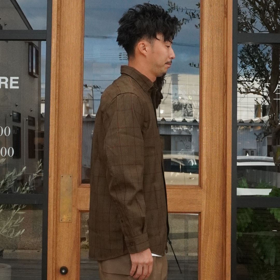 DWELLER B.D. SHIRT P/W GABARDINE TARTAN CHECK