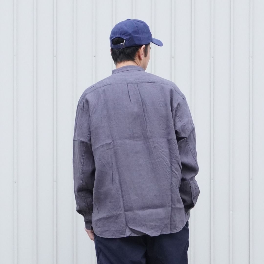 OFFICER STAND COLLAR L/S SHIRT LINEN CANVAS