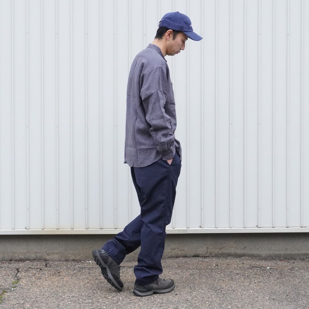 OFFICER STAND COLLAR L/S SHIRT LINEN CANVAS