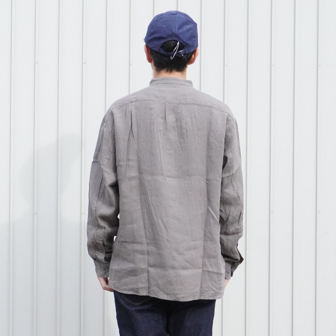 OFFICER STAND COLLAR L/S SHIRT LINEN CANVAS | nonnative | A(e)_STORE