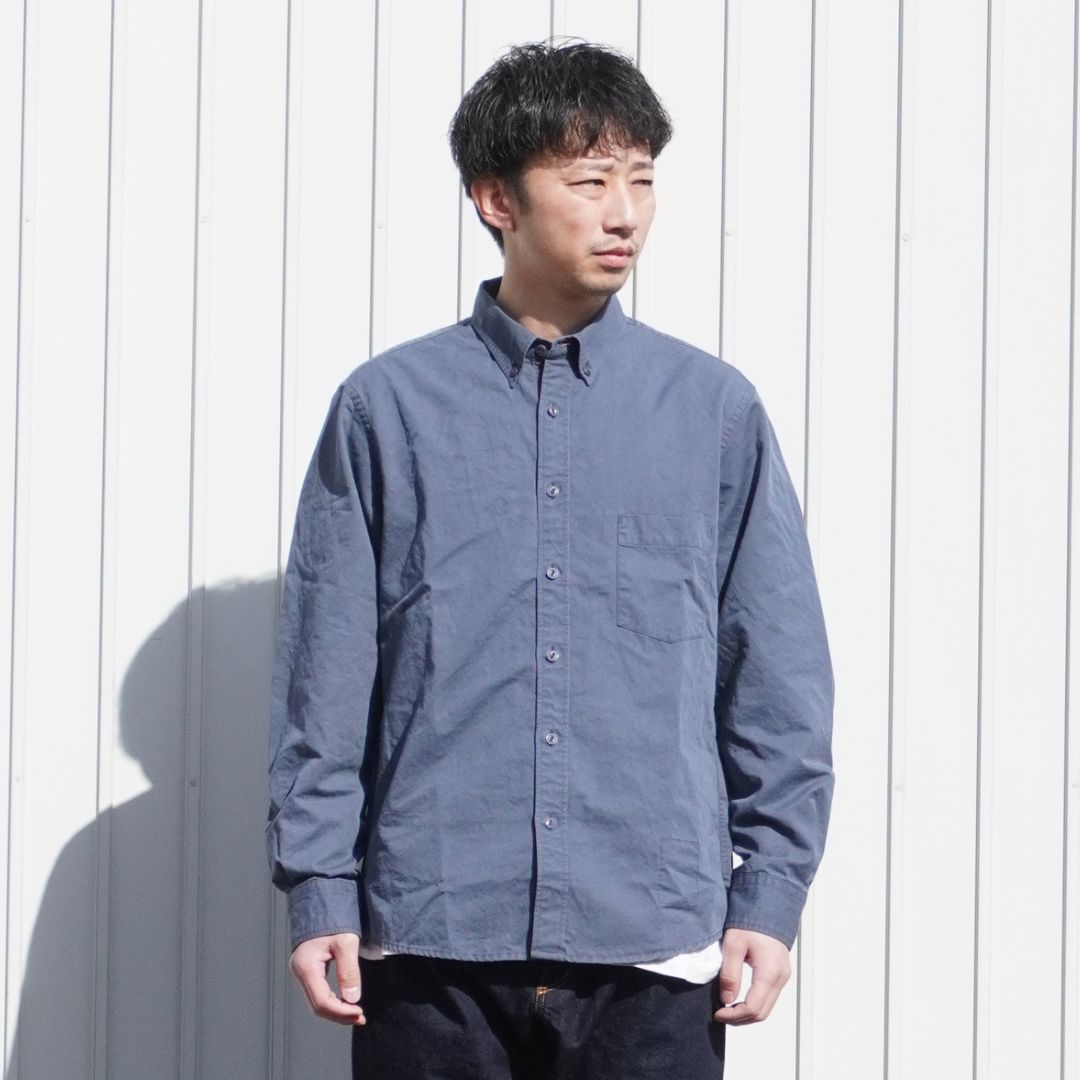 DWELLER B.D. L/S SHIRT C/Li TWILL PIGMENT DYE