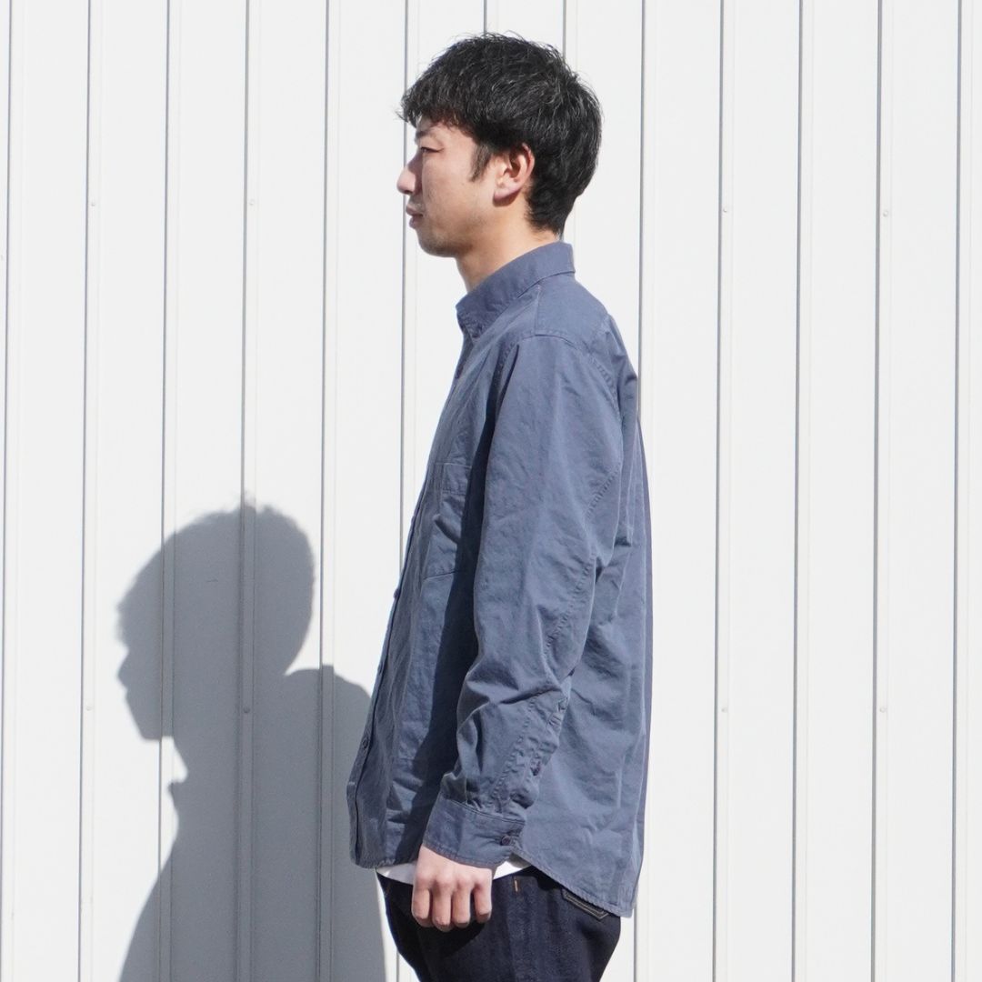 DWELLER B.D. L/S SHIRT C/Li TWILL PIGMENT DYE