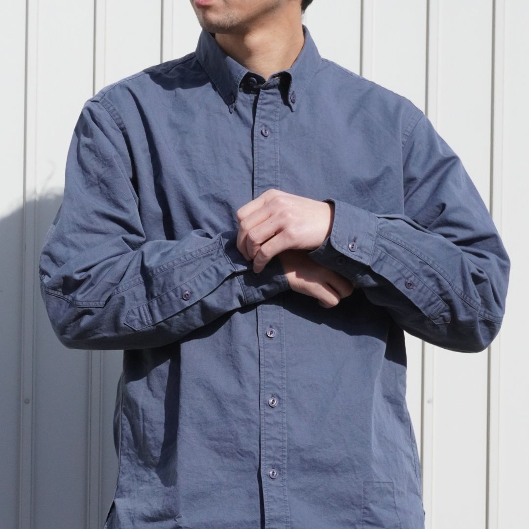 DWELLER B.D. L/S SHIRT C/Li TWILL PIGMENT DYE
