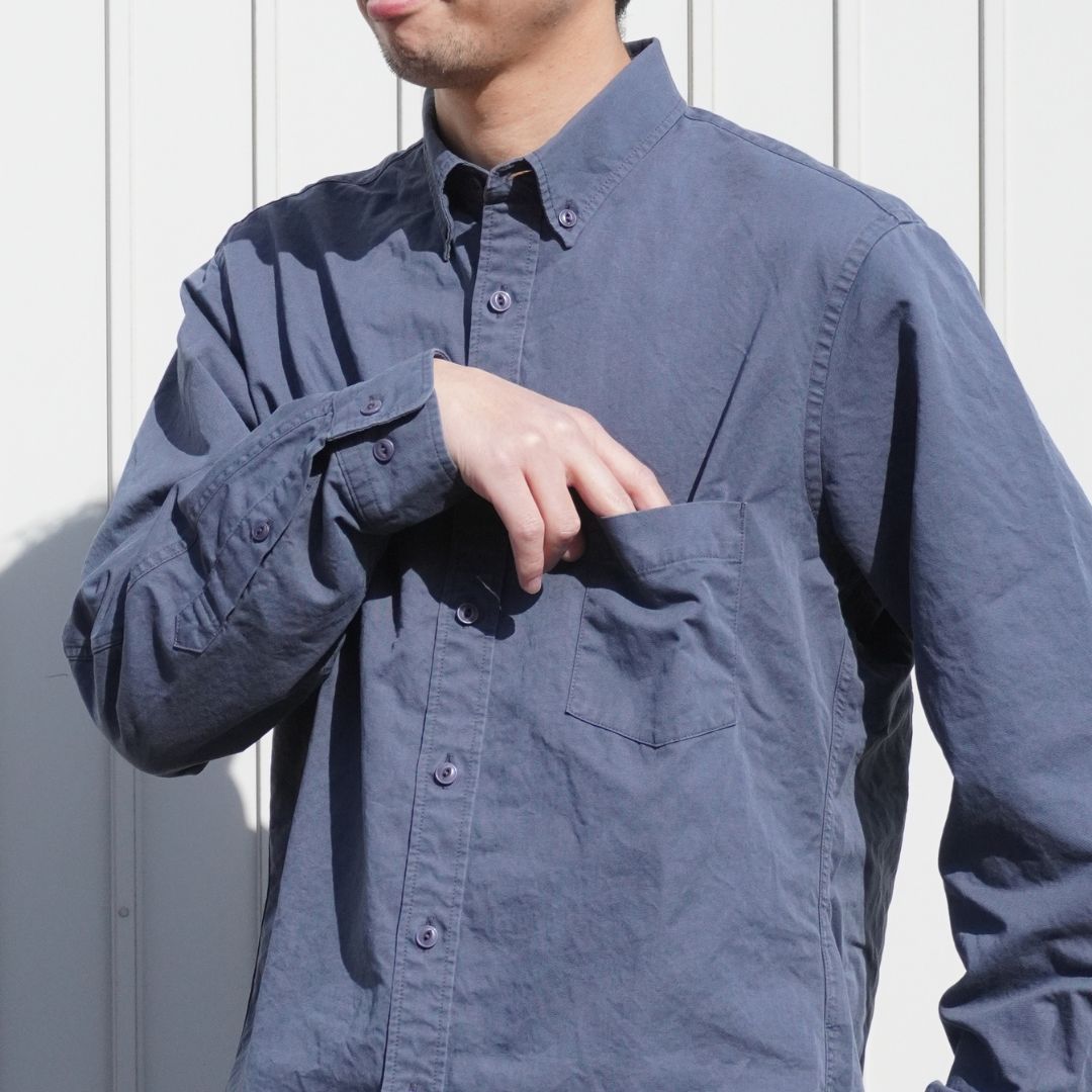 DWELLER B.D. L/S SHIRT C/Li TWILL PIGMENT DYE