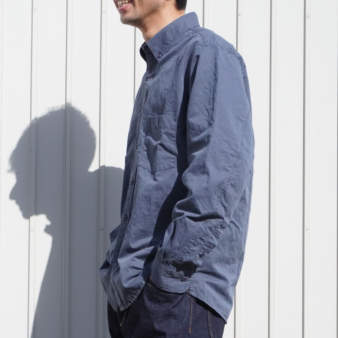 DWELLER B.D. L/S SHIRT C/Li TWILL PIGMENT DYE