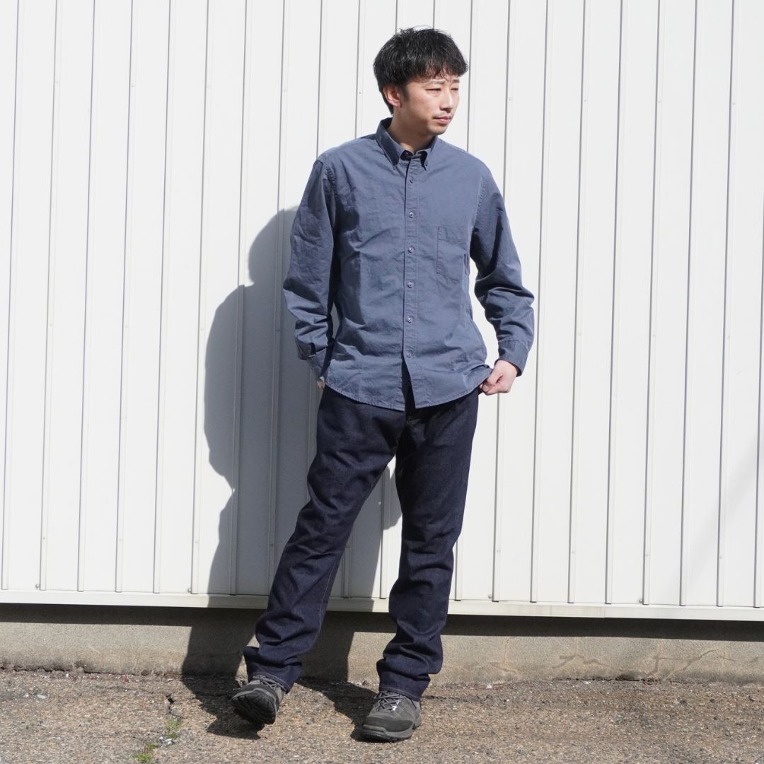 DWELLER B.D. L/S SHIRT C/Li TWILL PIGMENT DYE