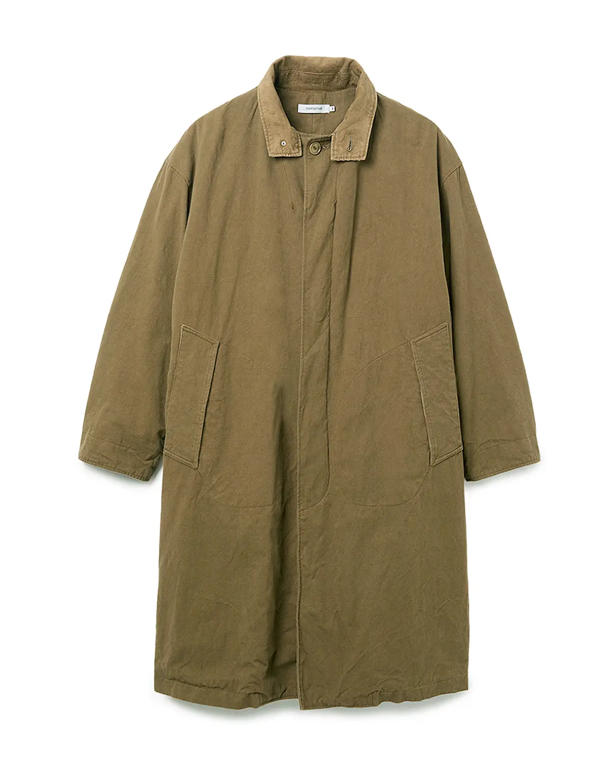 WANDERER LONG COAT C/Li CANVAS SULFUR DYE WITH WINDSTOPPER