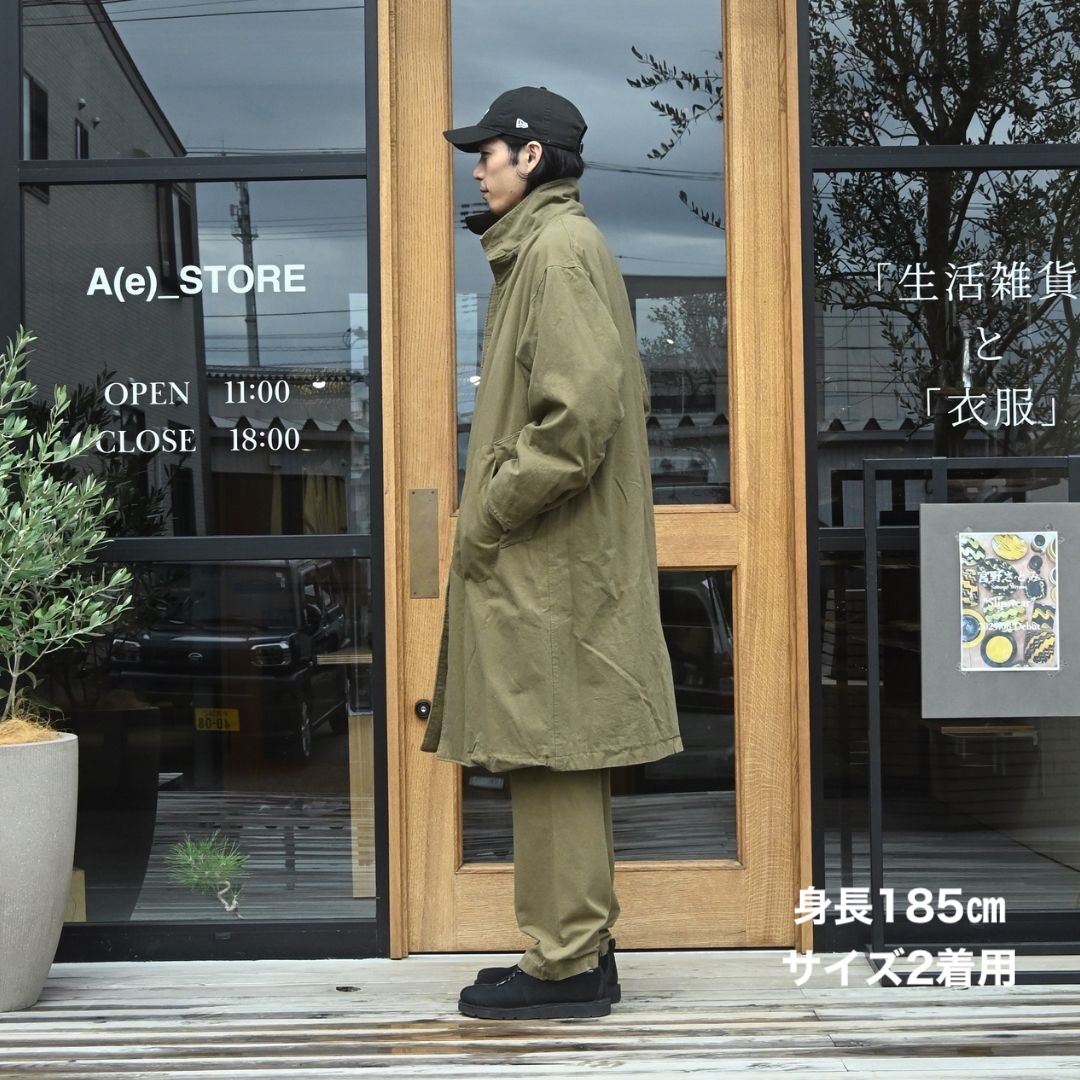 WANDERER LONG COAT C/Li CANVAS SULFUR DYE WITH WINDSTOPPER