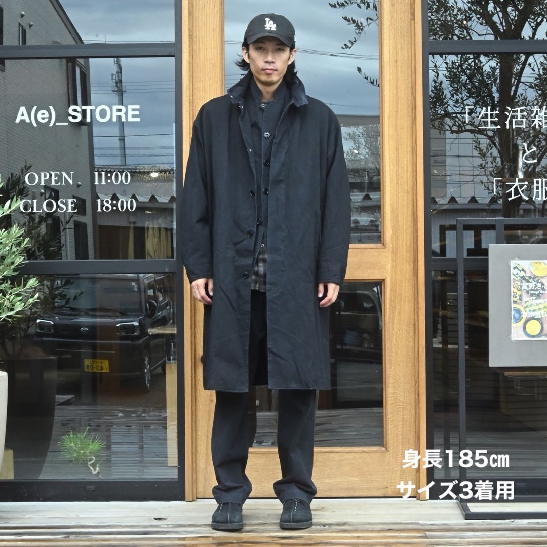 WANDERER LONG COAT C/Li CANVAS SULFUR DYE WITH WINDSTOPPER