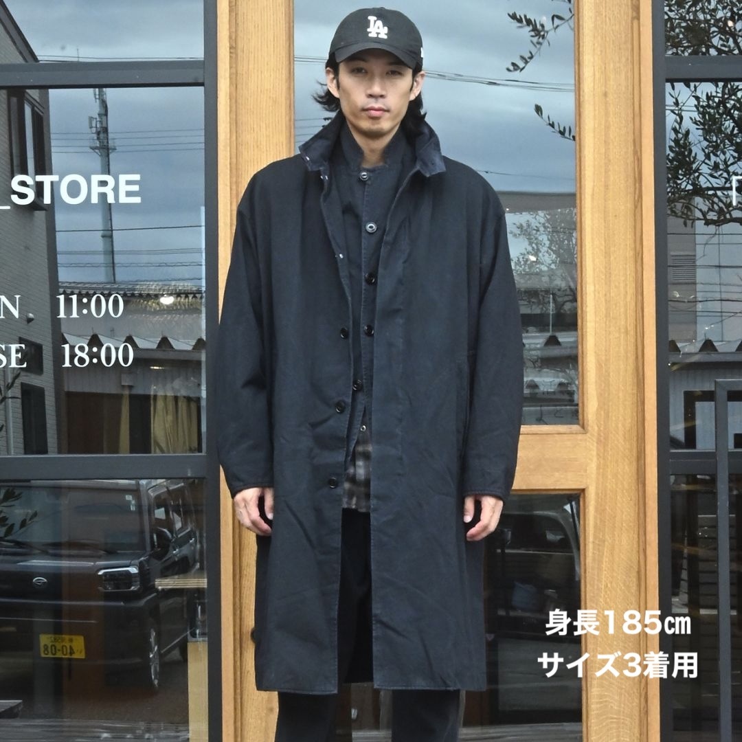 WANDERER LONG COAT C/Li CANVAS SULFUR DYE WITH WINDSTOPPER