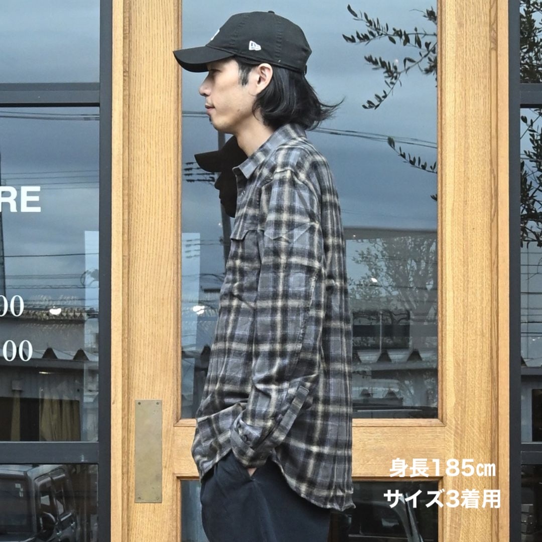 WORKER ZIP SHIRT COTTON FLANNEL OMBRE CHECK