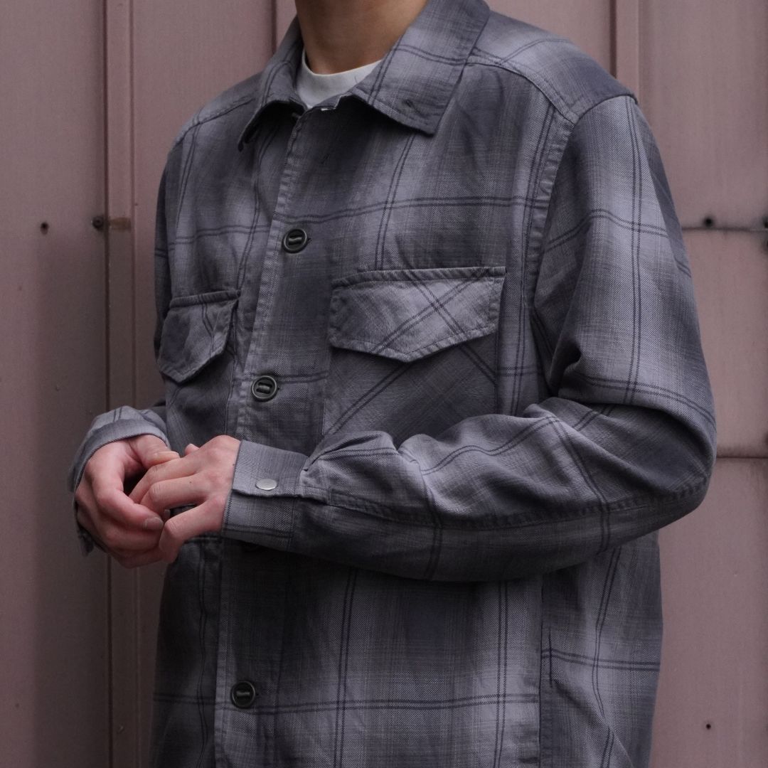 TROOPER SHIRT JACKET COTTON TWILL OMBRE CHECK by Rafu | nonnative