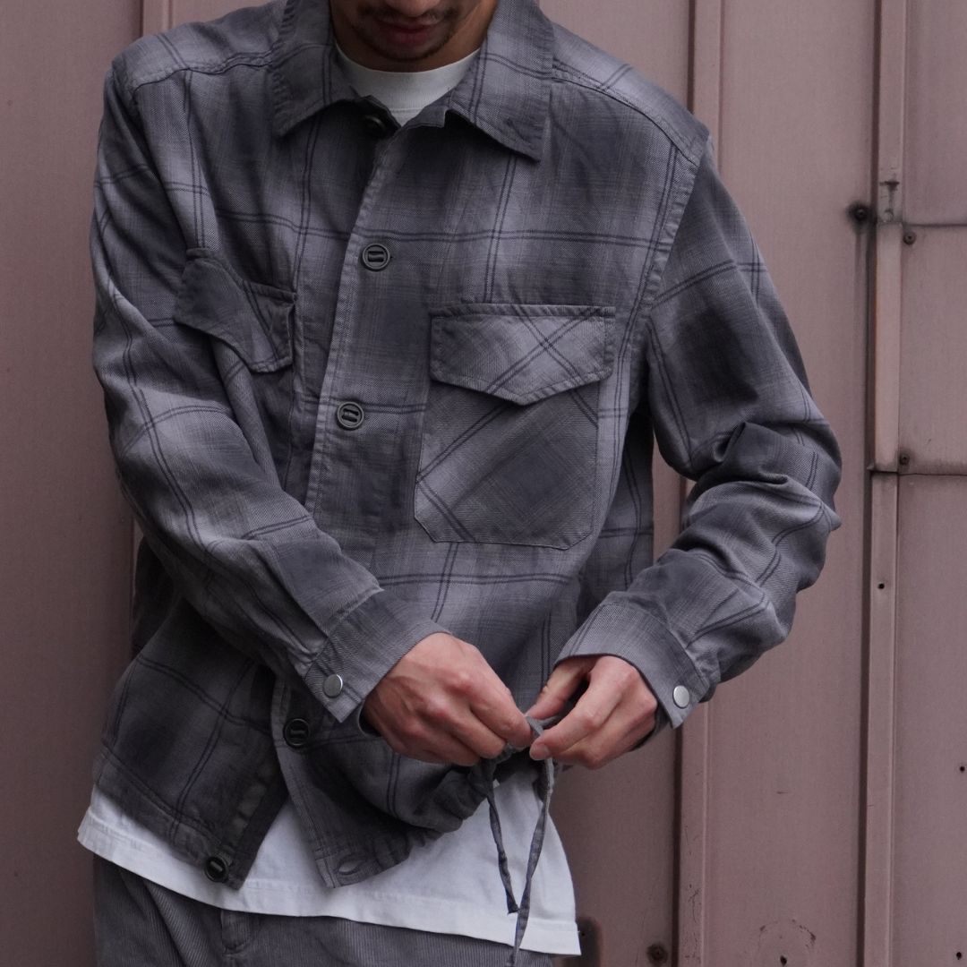 TROOPER SHIRT JACKET COTTON TWILL OMBRE CHECK by Rafu | nonnative