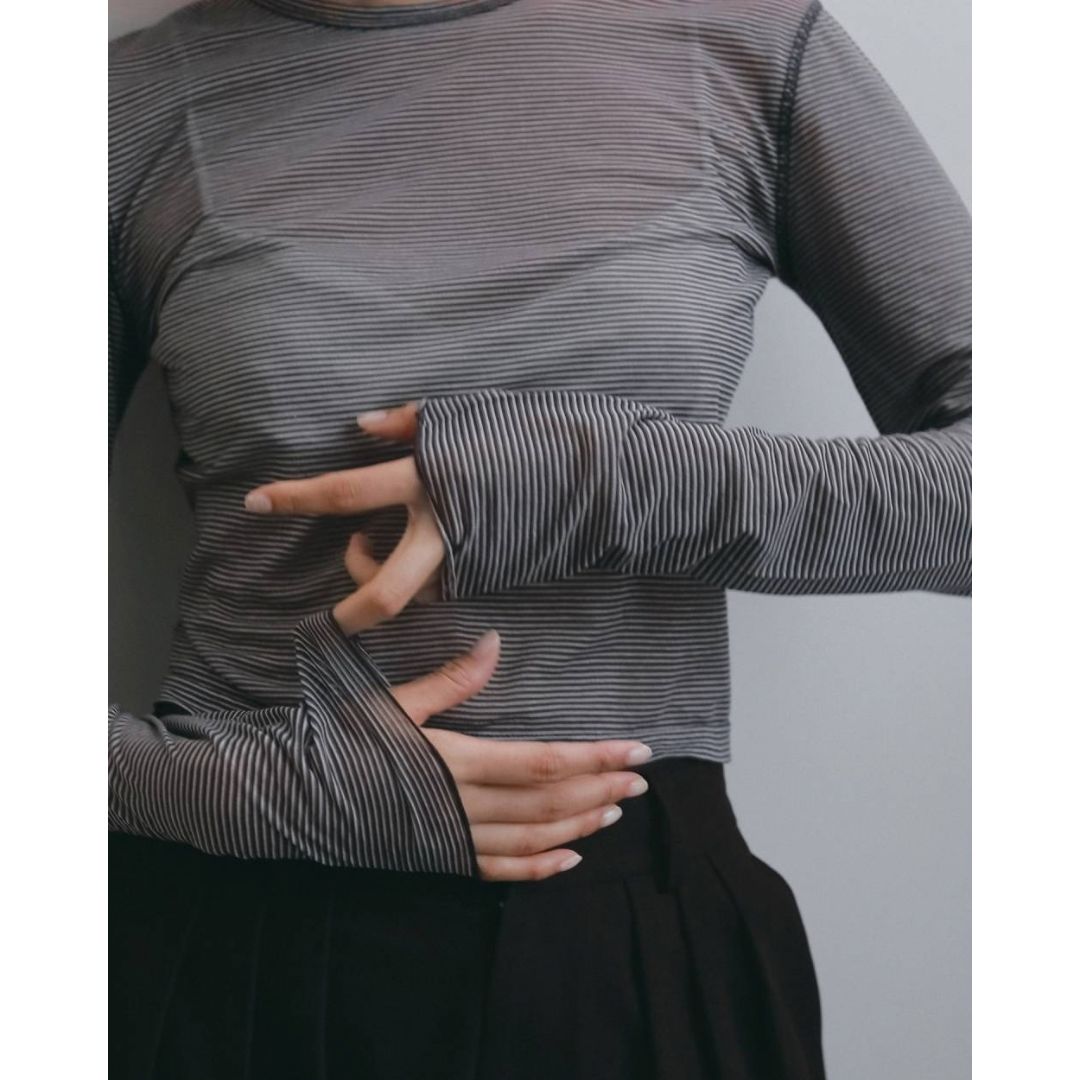 Sheer Border Long T-shirts 