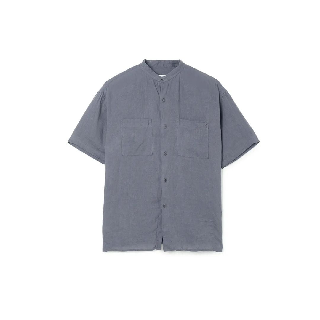 OFFICER STAND COLLAR S/S SHIRT LINEN CANVAS | nonnative | A(e)_STORE