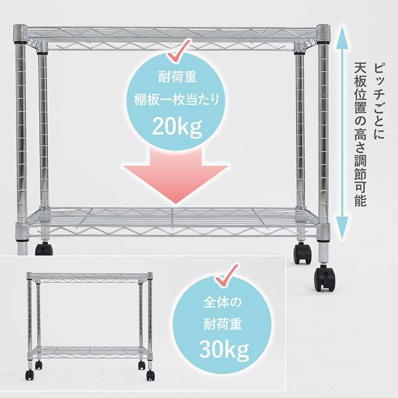 スチールラック 2段 キャスター付き 515-06 | すべての商品 | アストロ