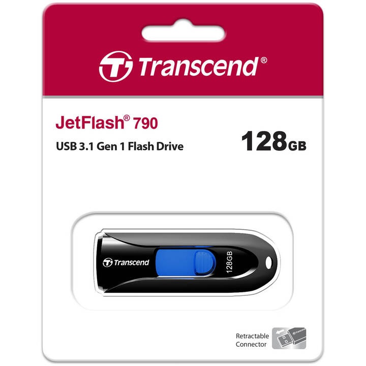 Transcend トランセンドジャパン TS128GJF790K JetFlash 790 ブラック 128GB パッケージ
