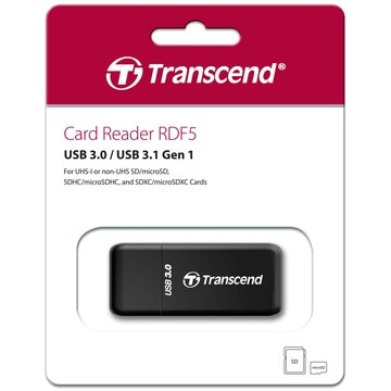 Transcend トランセンドジャパン TS-RDF5K USB3 Gen1 カードリーダー ブラック パッケージ